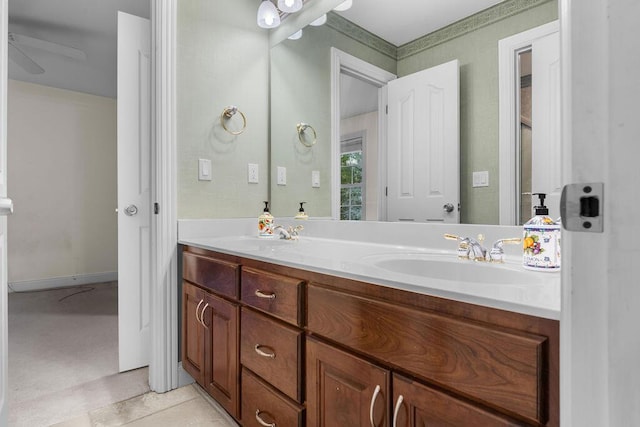 7111 River Run Dr, Chattanooga, TN 37416 - bathroom featuring double vanity, a sink, and tile patterned flooring