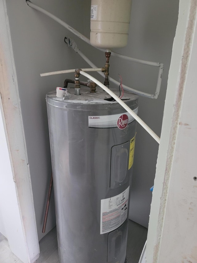 utility room with water heater