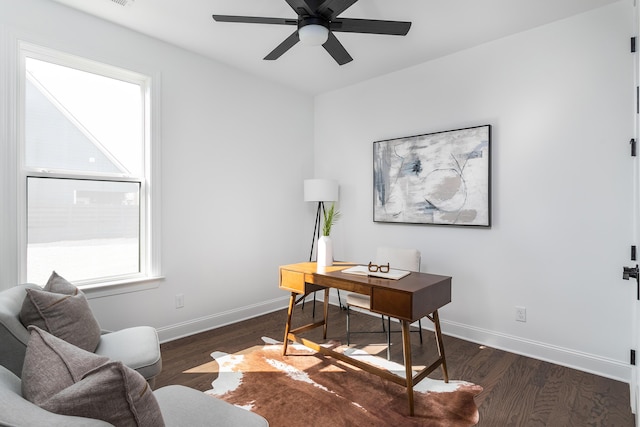 92 Lemonade St, Chattanooga, TN 37421 - office featuring dark wood-style flooring and ceiling fan
