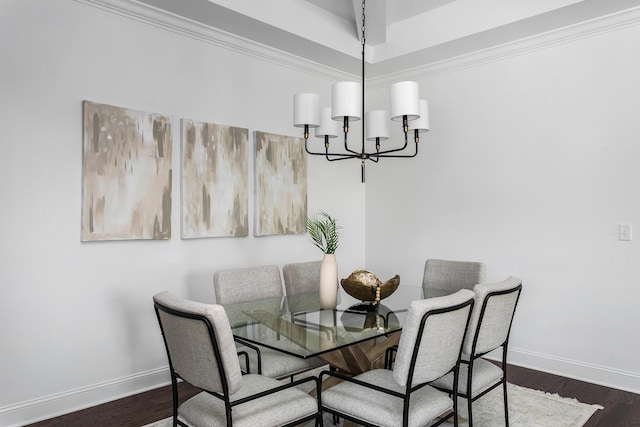 92 Lemonade St, Chattanooga, TN 37421 - dining area with a chandelier, dark wood-style flooring, and ornamental molding