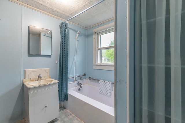 bathroom featuring vanity and a textured ceiling