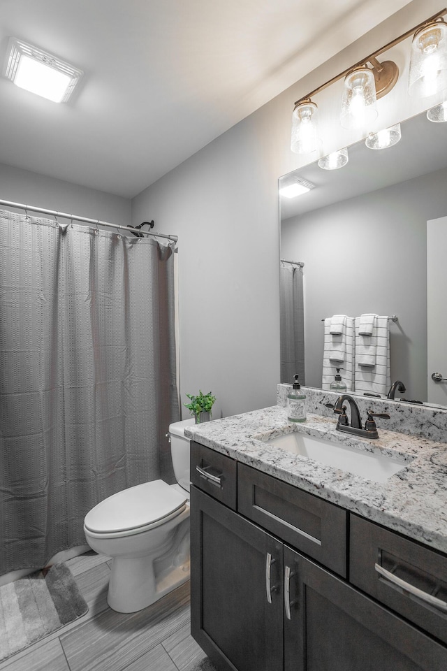 full bathroom with vanity and toilet