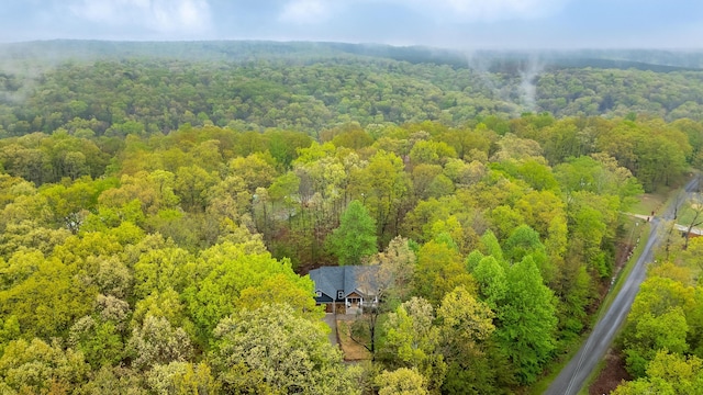 bird's eye view featuring a view of trees