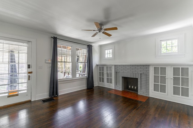 915 Barton Ave, Chattanooga, TN 37405 - unfurnished living room featuring plenty of natural light, visible vents, wood finished floors, and ceiling fan