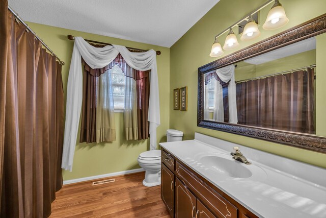 6434 Waconda Point Rd, Harrison, TN 37341 - full bath featuring vanity, baseboards, toilet, visible vents, and wood finished floors