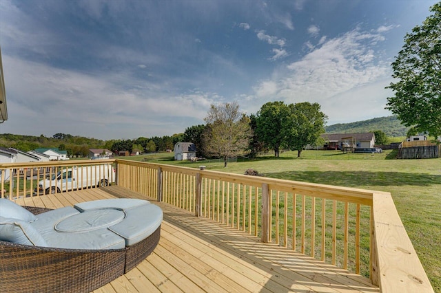deck with a lawn