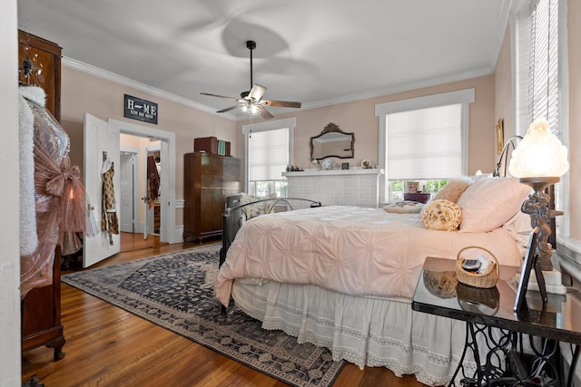 302 S Main St, Lafayette, GA 30728 - bedroom featuring a ceiling fan, wood finished floors, and crown molding