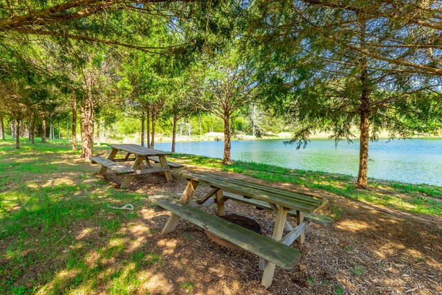 view of home's community with a water view