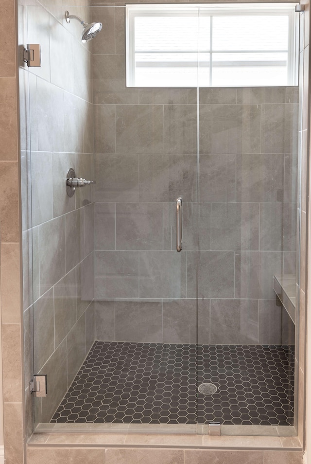 bathroom featuring a shower stall