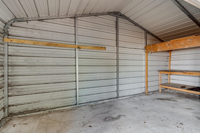 garage featuring metal wall