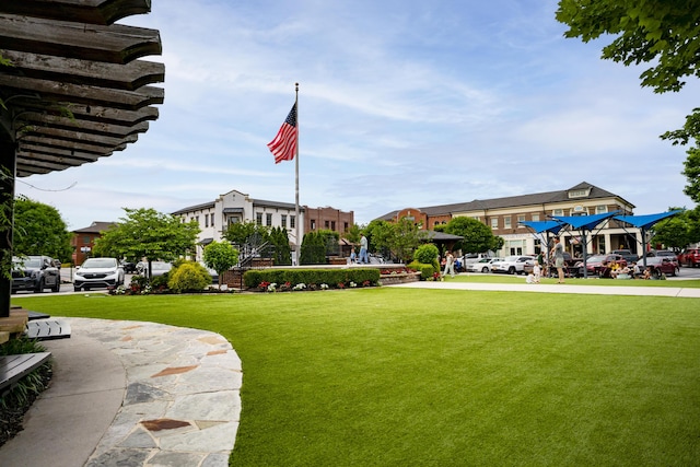 view of community featuring a lawn