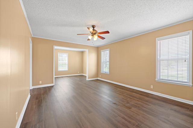 325 Pocket Rd, Whitwell, TN 37397 - empty room with dark wood finished floors, a textured ceiling, ornamental molding, and ceiling fan