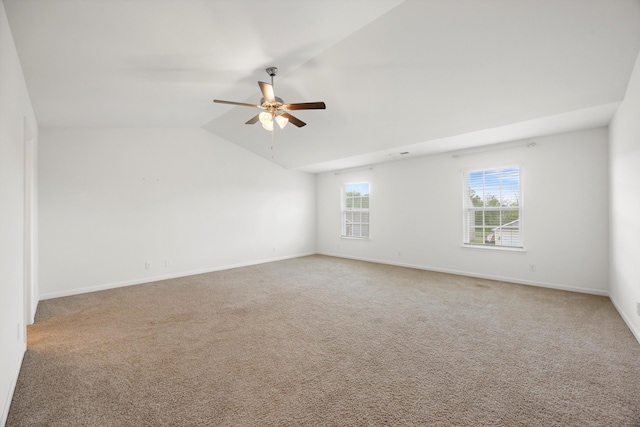 127 Huntley Meadows Dr, Rossville, GA 30741 - spare room with light carpet, baseboards, a ceiling fan, and vaulted ceiling