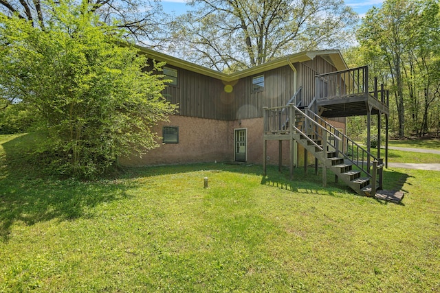 401 Laymons Rd, Hixson, TN 37343 - view of yard featuring a wooden deck and stairs
