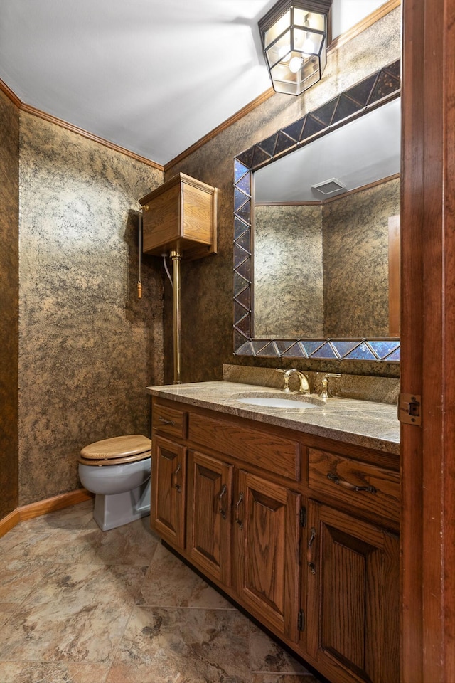6500 Waconda Point Rd, Harrison, TN 37341 - bathroom with toilet, ornamental molding, and vanity