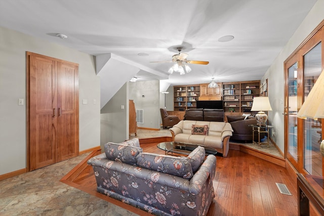 6500 Waconda Point Rd, Harrison, TN 37341 - living room with ceiling fan, baseboards, and visible vents