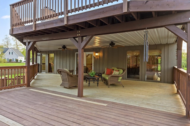 6500 Waconda Point Rd, Harrison, TN 37341 - deck with an outdoor living space and ceiling fan
