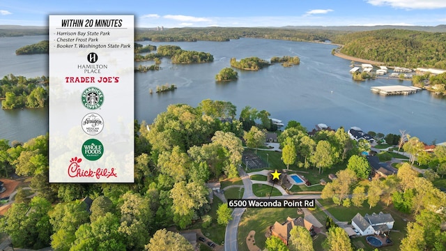 6500 Waconda Point Rd, Harrison, TN 37341 - drone / aerial view with a forest view and a water view