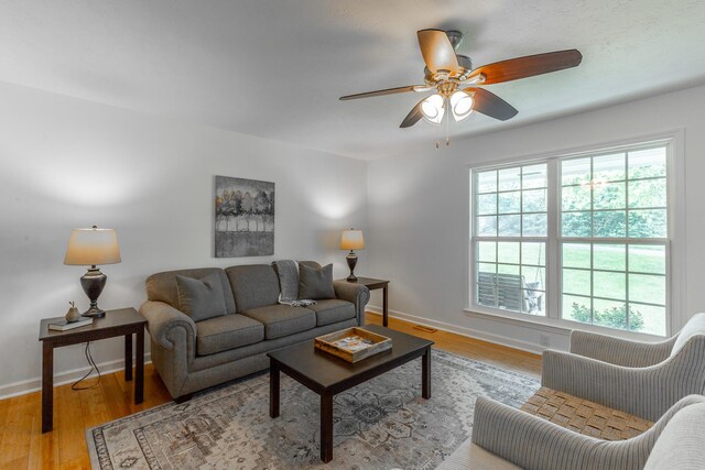 14 Hillcrest Ct, Ringgold, GA 30736 - living area featuring ceiling fan, light wood-type flooring, and baseboards