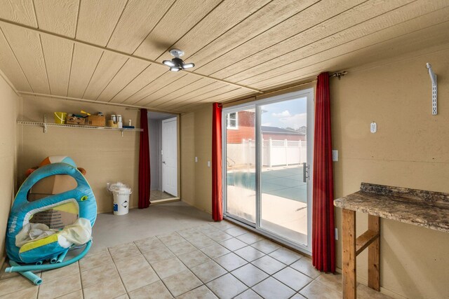 interior space with wooden ceiling