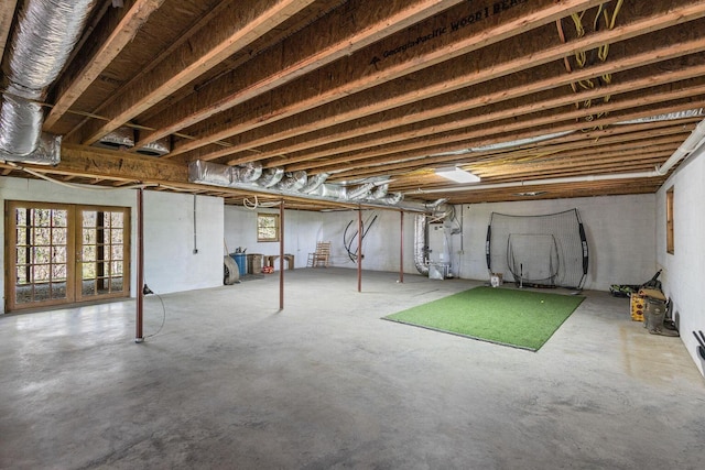 below grade area featuring water heater