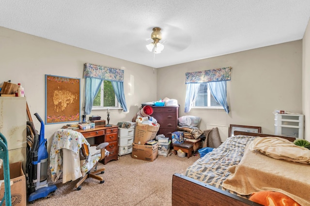 3300 Redding Rd, Chattanooga, TN 37415 - bedroom featuring carpet floors, a ceiling fan, multiple windows, and a textured ceiling