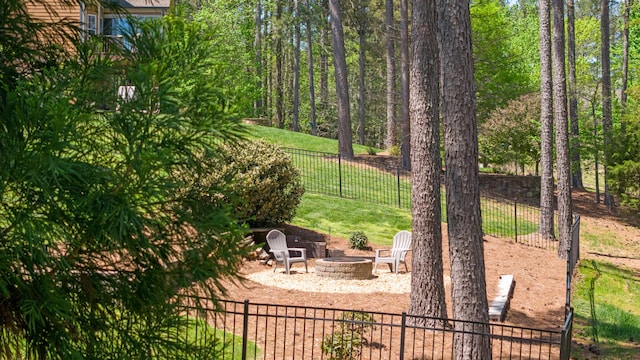 12237 Wildlife Pl, Soddy Daisy, TN 37379 - view of patio with a fire pit and a fenced backyard