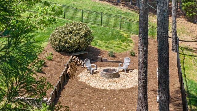 12237 Wildlife Pl, Soddy Daisy, TN 37379 - view of yard featuring fence and an outdoor fire pit