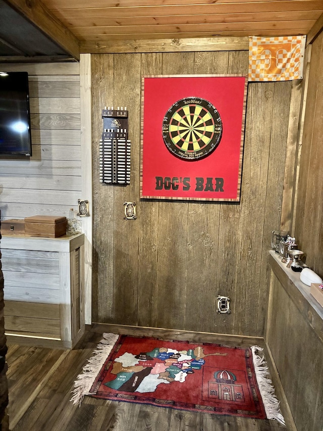 12237 Wildlife Pl, Soddy Daisy, TN 37379 - room details featuring wooden walls, wood finished floors, and wooden ceiling