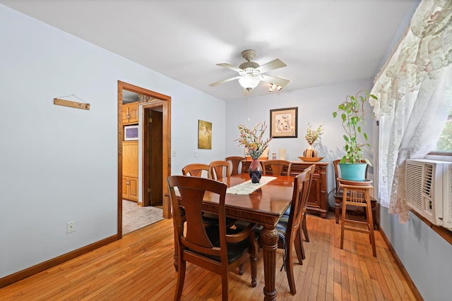 798 Deerfield Ln, Sugar Valley, GA 30746 - dining room featuring light wood-style floors, baseboards, and ceiling fan
