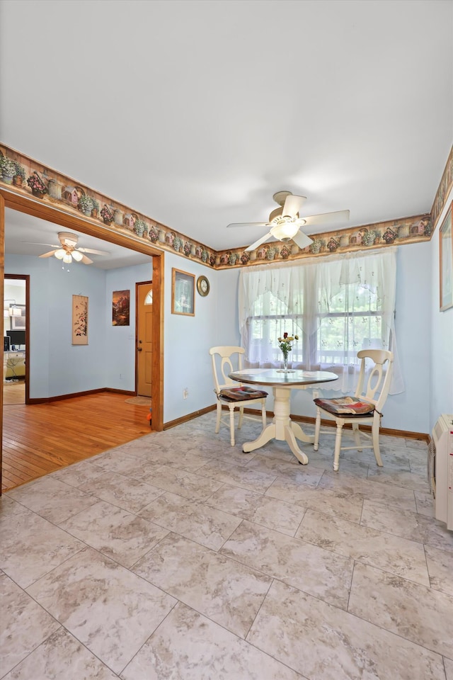 798 Deerfield Ln, Sugar Valley, GA 30746 - dining area featuring baseboards and a ceiling fan