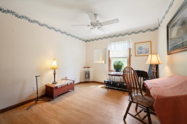 798 Deerfield Ln, Sugar Valley, GA 30746 - sitting room with baseboards, a ceiling fan, and light wood-style flooring