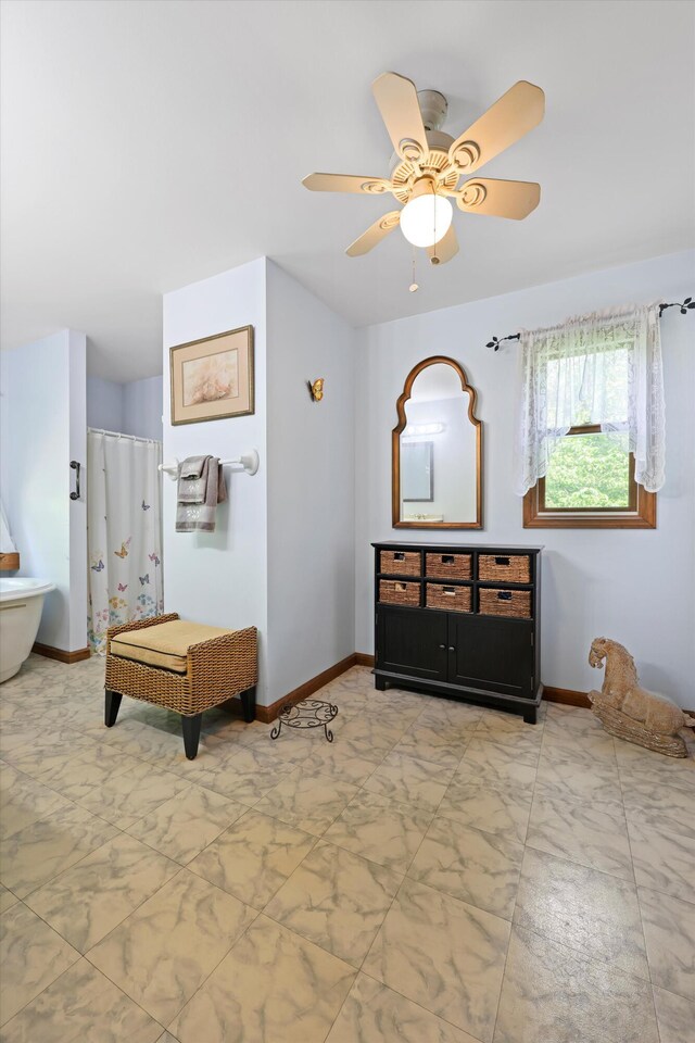 798 Deerfield Ln, Sugar Valley, GA 30746 - bedroom with a ceiling fan, baseboards, and marble finish floor