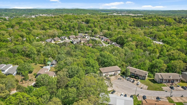 drone / aerial view with a forest view