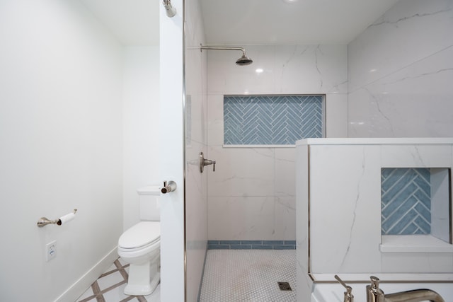 4802 Woodland Cir, Hixson, TN 37343 - full bathroom featuring a marble finish shower, a sink, and toilet