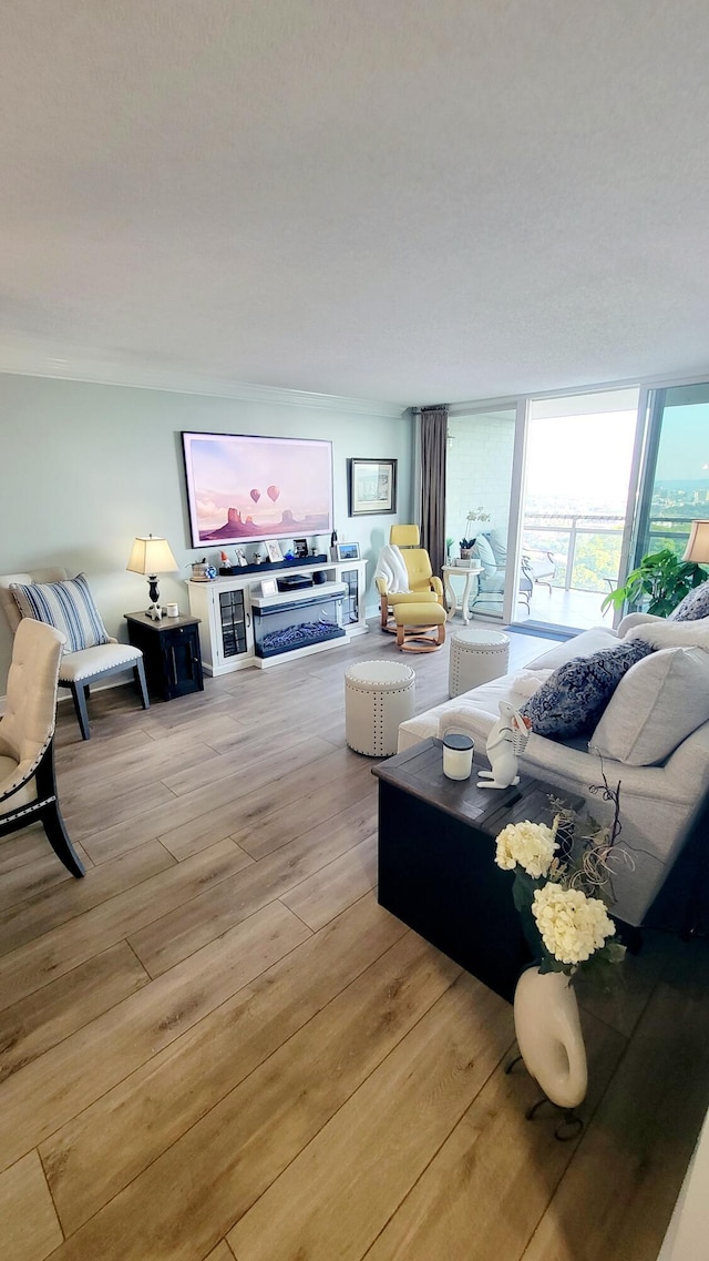 living room featuring light wood-style flooring