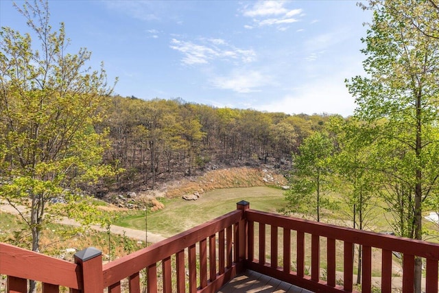 159 Eagle Creek Trl, Rising Fawn, GA 30738 - wooden terrace with a forest view