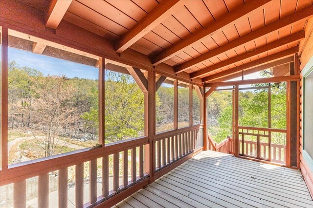159 Eagle Creek Trl, Rising Fawn, GA 30738 - unfurnished sunroom with beam ceiling and plenty of natural light