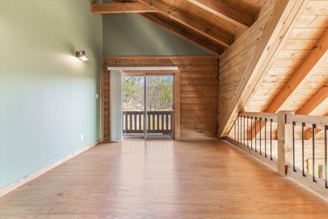 159 Eagle Creek Trl, Rising Fawn, GA 30738 - bonus room with lofted ceiling with beams, baseboards, wooden ceiling, and wood finished floors