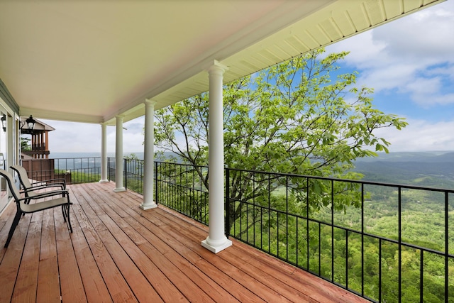 deck with a water view