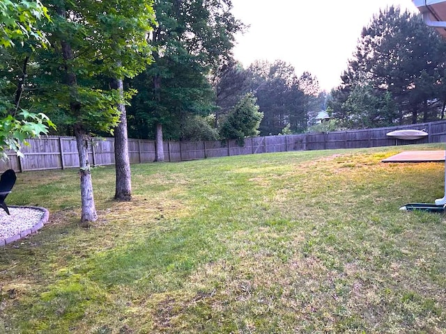 view of yard featuring a fenced backyard
