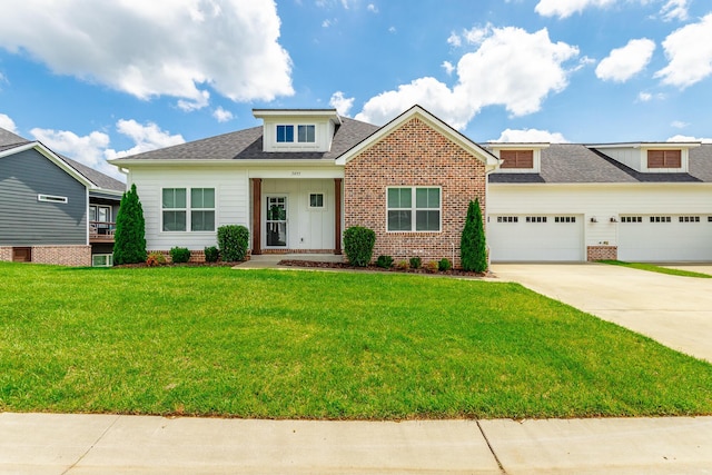 3495 Travertine Ln, Chattanooga, TN 37405 - craftsman inspired home featuring a front lawn, a garage, brick siding, roof with shingles, and concrete driveway