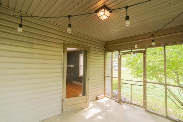 view of unfurnished sunroom