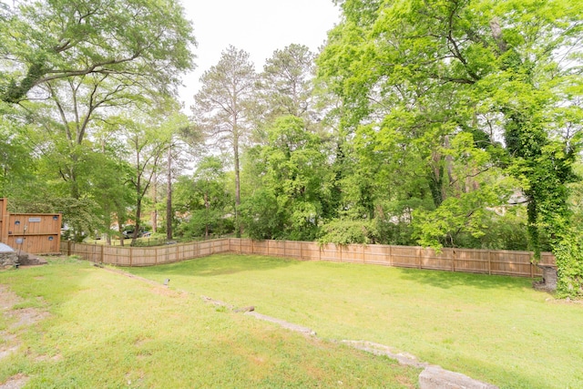 view of yard featuring a fenced backyard