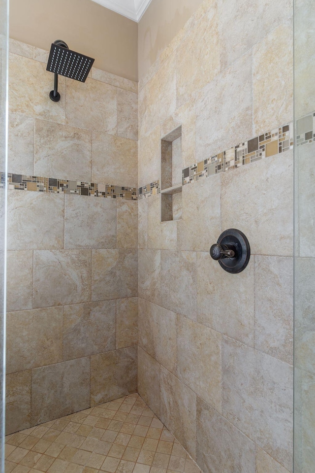 8209 Robertsview Dr, Ooltewah, TN 37363 - full bath with ornamental molding and a tile shower