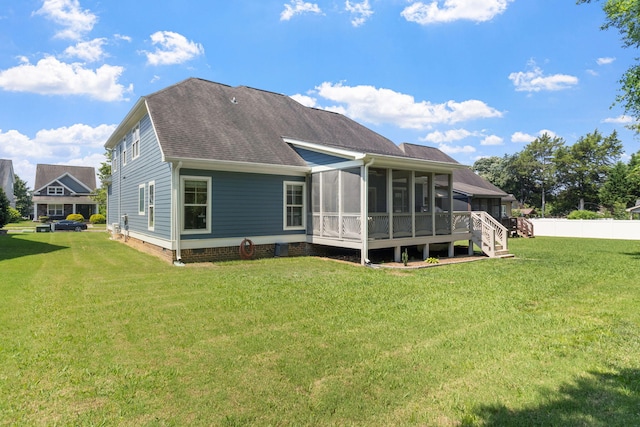 8209 Robertsview Dr, Ooltewah, TN 37363 - back of house with a sunroom and a shingled roof