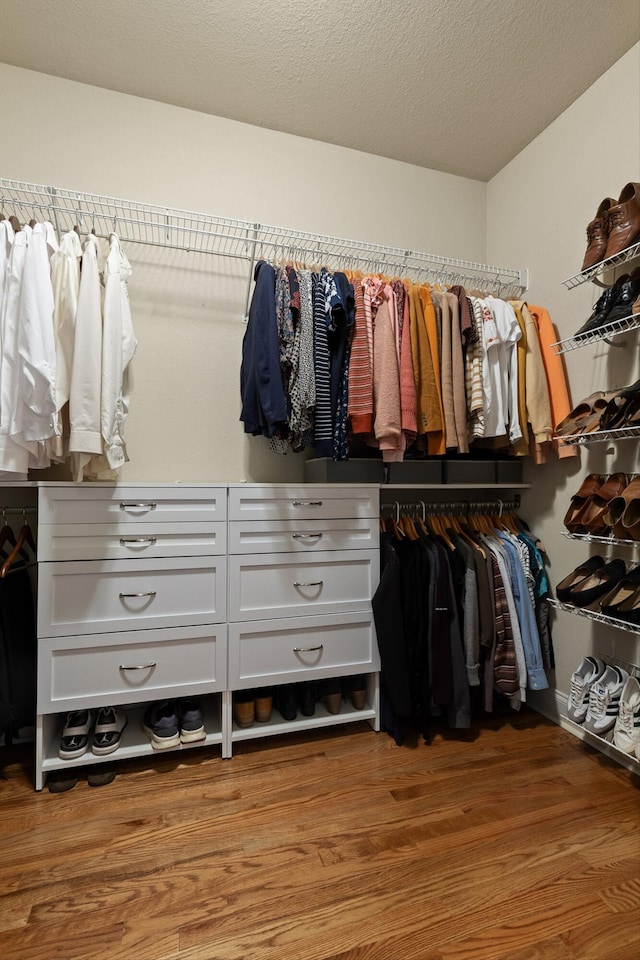 walk in closet featuring light wood-style flooring