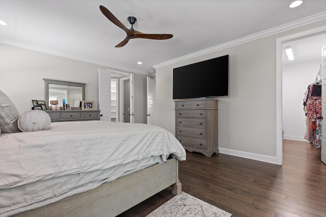 7407 Pond Vw, Harrison, TN 37341 - bedroom featuring recessed lighting, baseboards, dark wood-style floors, and ornamental molding