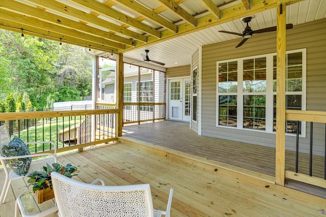 3874 Sweet Bay Ln, Apison, TN 37302 - wooden terrace featuring fence and a ceiling fan