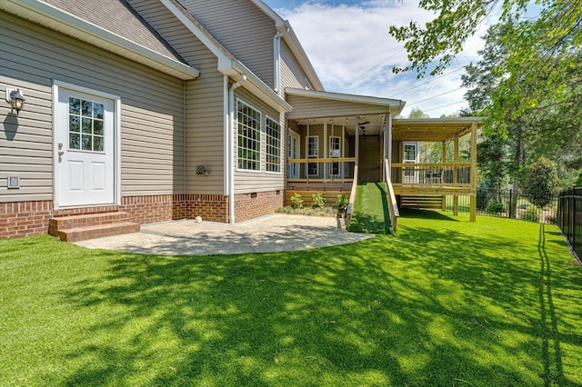 3874 Sweet Bay Ln, Apison, TN 37302 - rear view of house featuring a yard, entry steps, a patio, and fence